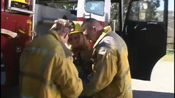 Starving blonde whore is serving the whole fire team right on the fire-truck Porn Photo with Summer Storm naked