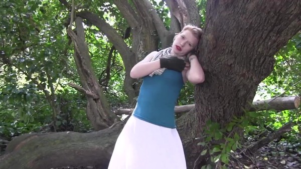 Madison younger wears a huge tutu in tree and rubs her pussy