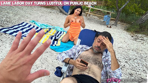 I Bend Over & Bang My Hot Latina Stepsis on Public Beach - MyPervyFamily - Porn Photo with Serena Santos naked