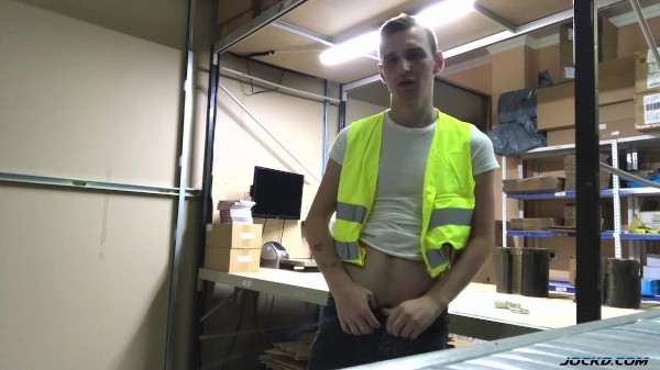 Stroking His Big Cock At Work Porn Photo with Reece Bentley naked